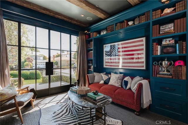 617 Anderson St, Manhattan Beach, CA 90266 - living area featuring a healthy amount of sunlight and beamed ceiling