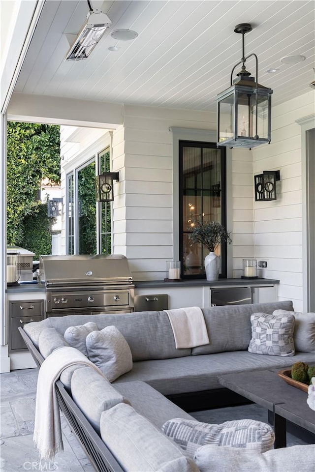 617 Anderson St, Manhattan Beach, CA 90266 - view of patio with grilling area, an outdoor living space, and an outdoor kitchen