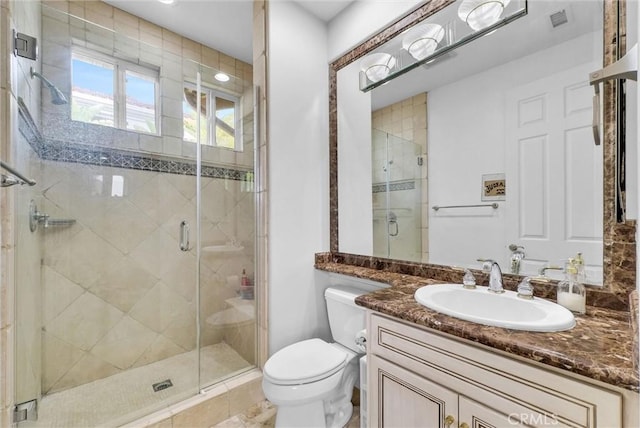 2 Aquila Way, Coto De Caza, CA 92679 - full bath with toilet, a stall shower, vanity, and recessed lighting