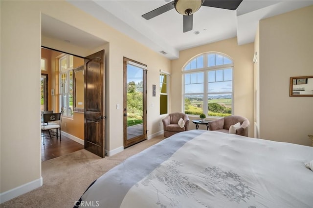 162 Valley View Pl, Arroyo Grande, CA 93420 - carpeted bedroom featuring access to exterior and ceiling fan