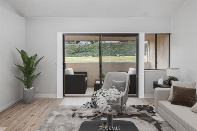 living room featuring baseboards and wood finished floors