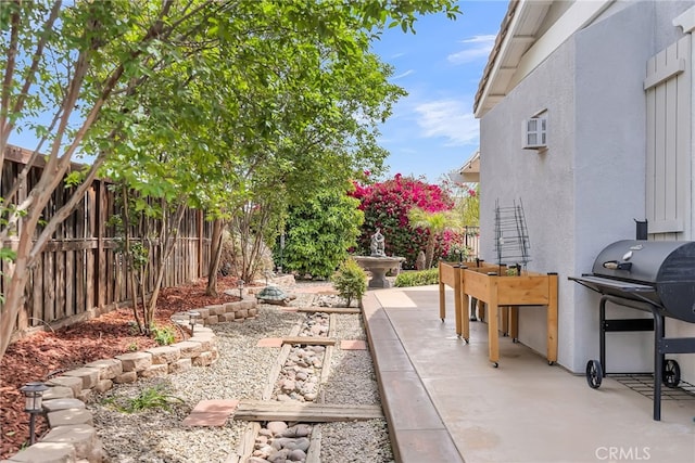 view of yard with a patio area and fence