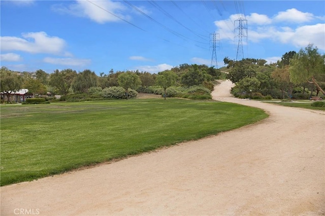 view of home's community with a yard