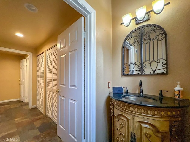 2405 Cedarwood Dr, Pine Mountain Club, CA 93222 - hall with a sink, recessed lighting, and baseboards