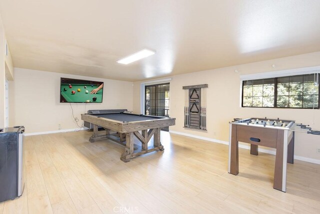 2405 Cedarwood Dr, Pine Mountain Club, CA 93222 - recreation room with billiards table, baseboards, and light wood finished floors