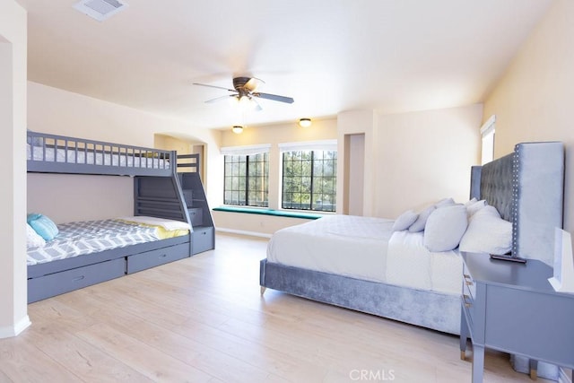 2405 Cedarwood Dr, Pine Mountain Club, CA 93222 - bedroom featuring wood finished floors, baseboards, and a ceiling fan