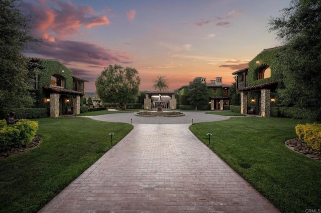 6314 El Apajo, Rancho Santa Fe, CA 92067 - view of property's community with curved driveway and a lawn