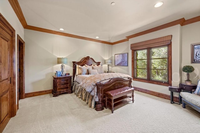 6314 El Apajo, Rancho Santa Fe, CA 92067 - carpeted bedroom with crown molding and recessed lighting