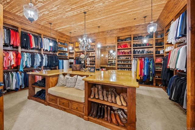 6314 El Apajo, Rancho Santa Fe, CA 92067 - walk in closet with carpet and a chandelier