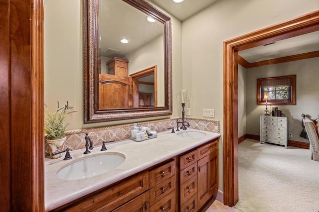 6314 El Apajo, Rancho Santa Fe, CA 92067 - bathroom with double vanity and recessed lighting