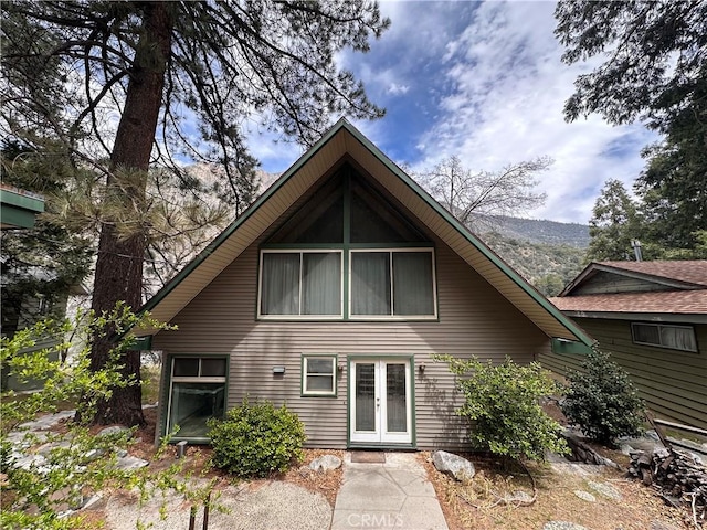 39500 Canyon Dr, Forest Falls, CA 92339 - back of property featuring french doors