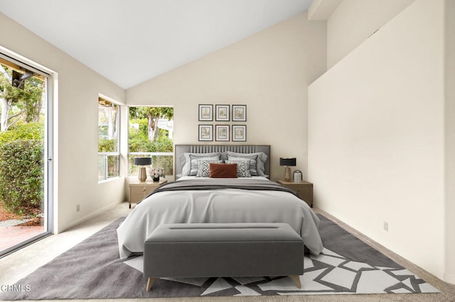 2101 Fox Den Ct, Oxnard, CA 93036 - carpeted bedroom featuring high vaulted ceiling, baseboards, and multiple windows