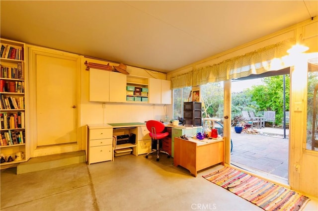 office space featuring built in features and built in desk