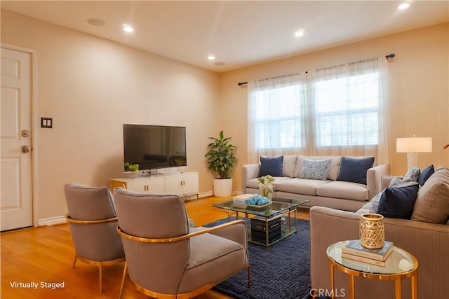 3610 Kalsman Dr Unit 2, Los Angeles, CA 90016 - living area featuring wood finished floors, recessed lighting, and baseboards