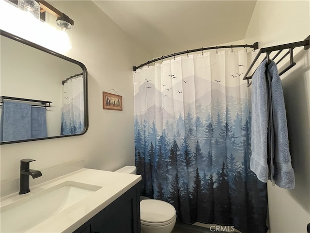 24 Tyrol Ln Unit 103, Mammoth Lakes, CA 95346 - bathroom featuring vanity, vaulted ceiling, and a shower with curtain