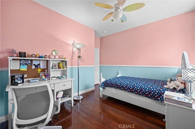 8481 Attica Dr, Riverside, CA 92508 - bedroom featuring hardwood / wood-style flooring, baseboards, and a ceiling fan
