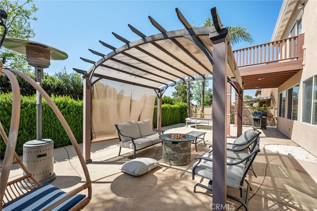 8481 Attica Dr, Riverside, CA 92508 - view of patio with grilling area, a pergola, and an outdoor fire pit