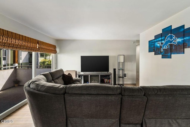 living area with light wood-style floors