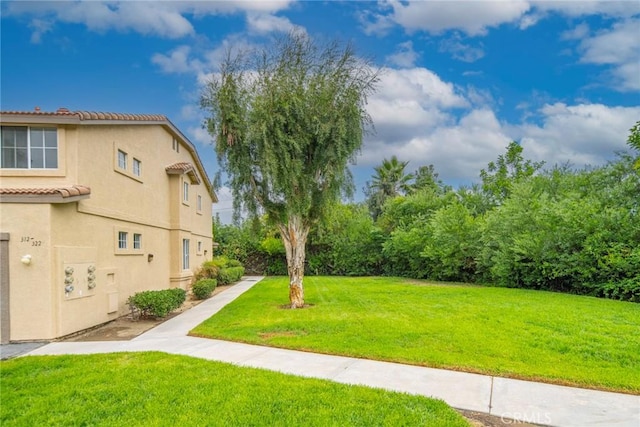 view of home's community with a lawn