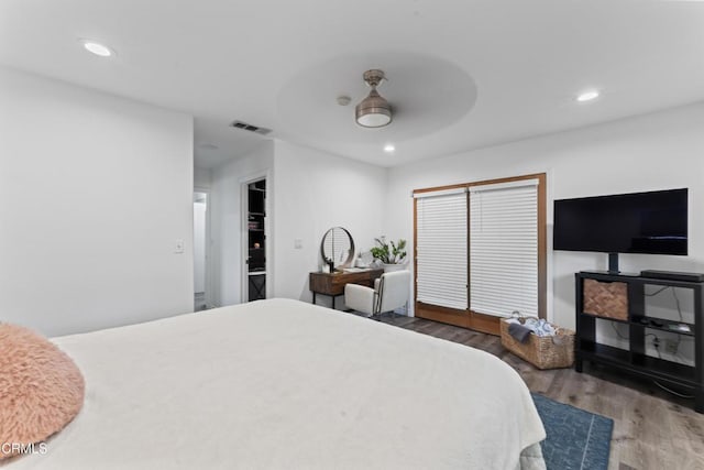 19459 Lull St, Reseda, CA 91335 - bedroom with wood finished floors, recessed lighting, and ceiling fan
