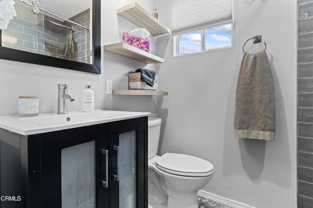 19459 Lull St, Reseda, CA 91335 - full bath with toilet, a shower with shower curtain, vanity, and baseboards
