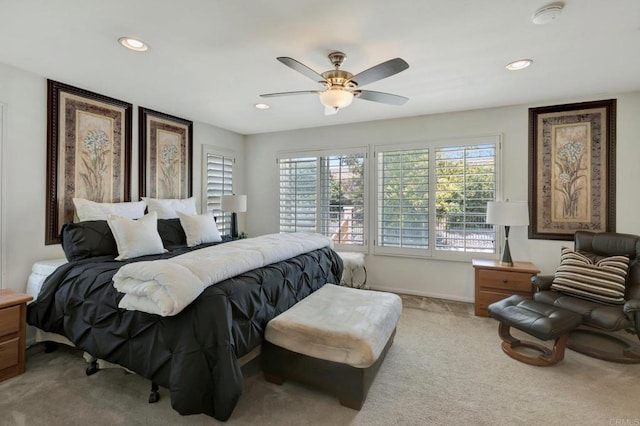 1685 Brezar St, Chula Vista, CA 91913 - bedroom featuring light carpet, recessed lighting, and a ceiling fan