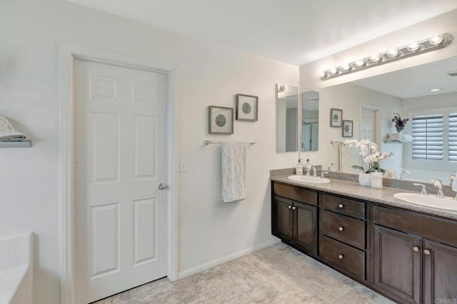 1685 Brezar St, Chula Vista, CA 91913 - full bathroom featuring double vanity, a garden tub, and tile patterned floors