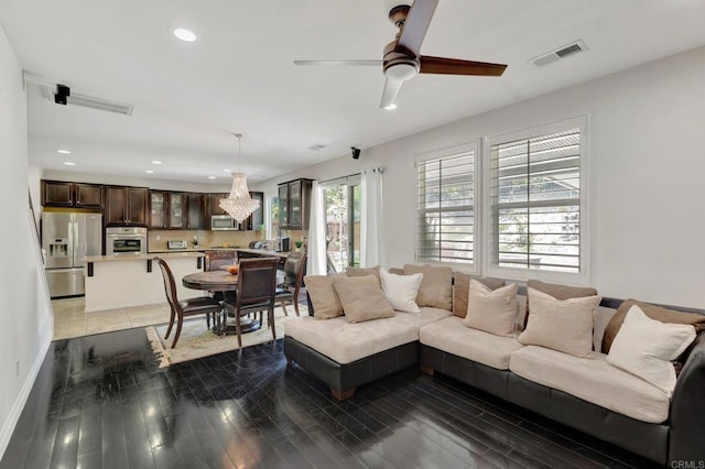 1685 Brezar St, Chula Vista, CA 91913 - living area featuring recessed lighting, a ceiling fan, and light wood-style floors