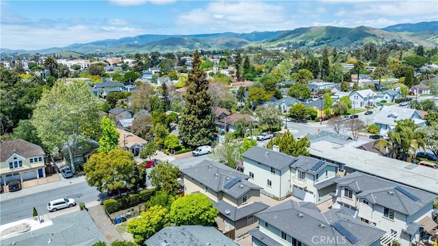 bird's eye view featuring a mountain view and a residential view