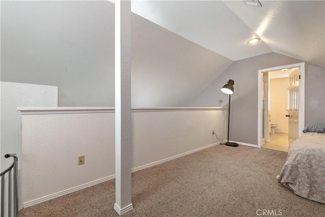 41 Thomas Ct, Templeton, CA 93465 - unfurnished bedroom featuring carpet floors, lofted ceiling, connected bathroom, and baseboards