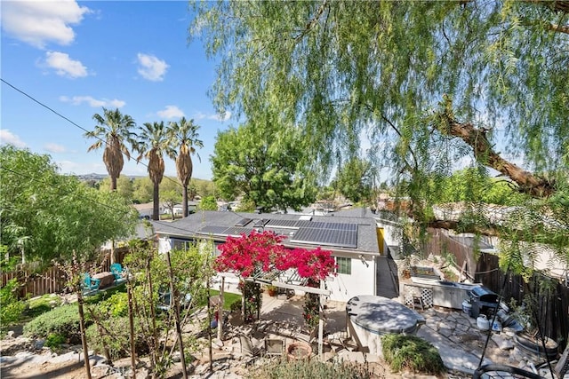 view of yard with a patio area and a fenced backyard