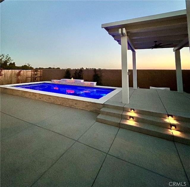 view of pool with a patio, a fenced backyard, and a fenced in pool