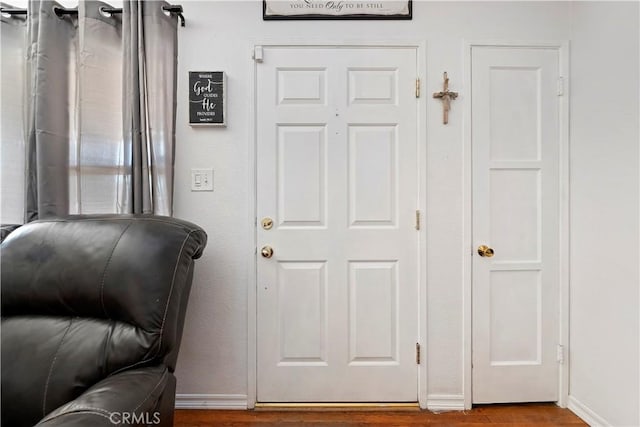 22432 Van Buren St, Grand Terrace, CA 92313 - entryway featuring baseboards and wood finished floors