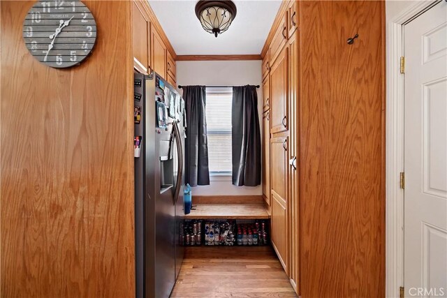 22432 Van Buren St, Grand Terrace, CA 92313 - mudroom with ornamental molding and light wood-style floors