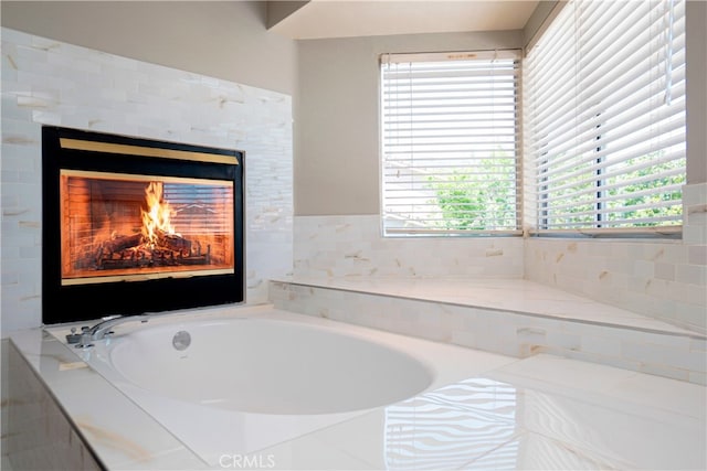 bathroom featuring a garden tub