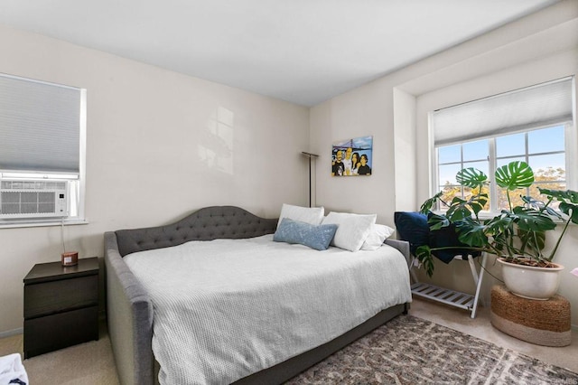 carpeted bedroom featuring cooling unit