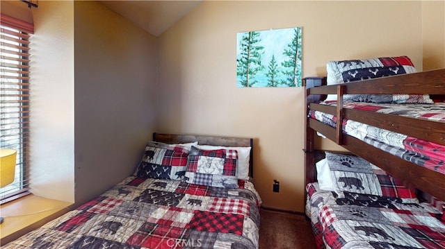 755 Cienega Rd Unit B, Big Bear Lake, CA 92315 - bedroom with lofted ceiling and carpet floors
