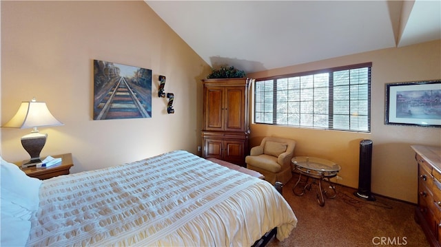755 Cienega Rd Unit B, Big Bear Lake, CA 92315 - bedroom with carpet flooring and lofted ceiling