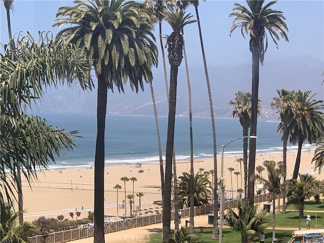 property view of water featuring a view of the beach