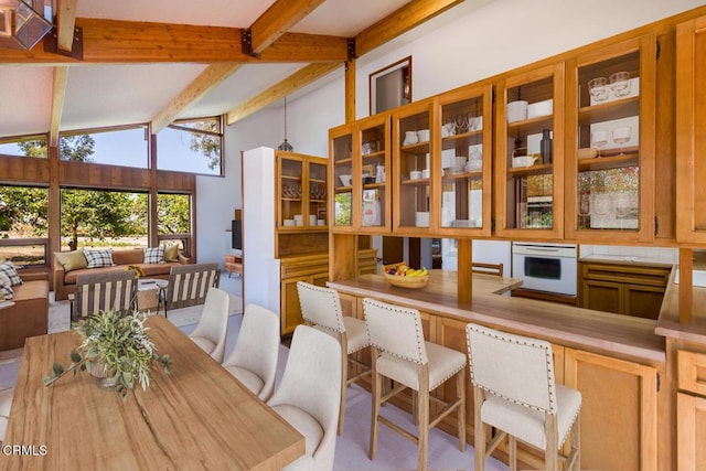 6860 Worth Way, Camarillo, CA 93012 - dining area with high vaulted ceiling and beam ceiling