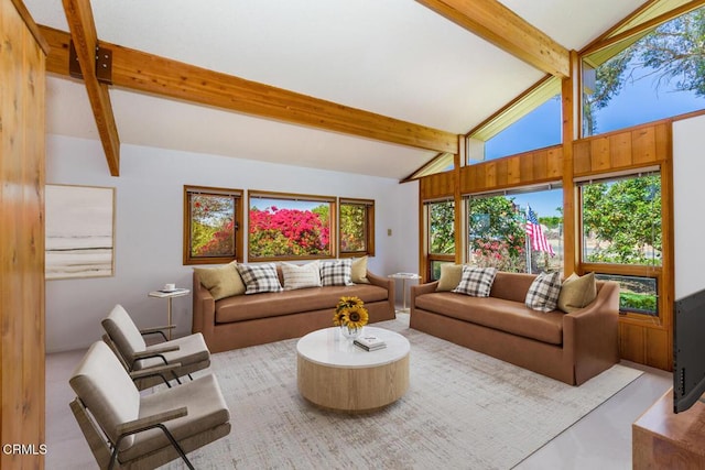 6860 Worth Way, Camarillo, CA 93012 - living area featuring high vaulted ceiling and beam ceiling