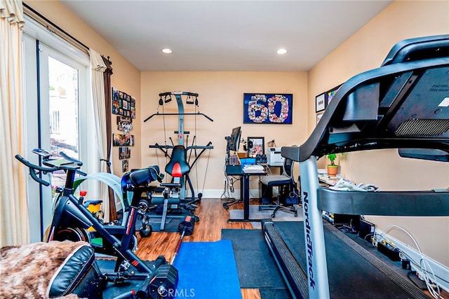1550 Hibiscus Ave, Azusa, CA 91702 - exercise room with recessed lighting and wood finished floors