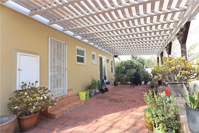 view of patio / terrace featuring a pergola