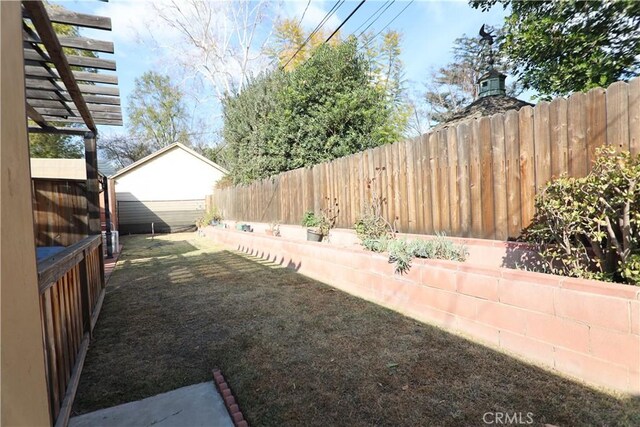 view of yard with a fenced backyard