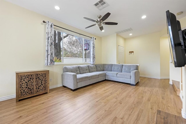 11869 Spruce Run Dr Unit B, San Diego, CA 92131 - living room with ceiling fan, light wood-type flooring, and recessed lighting