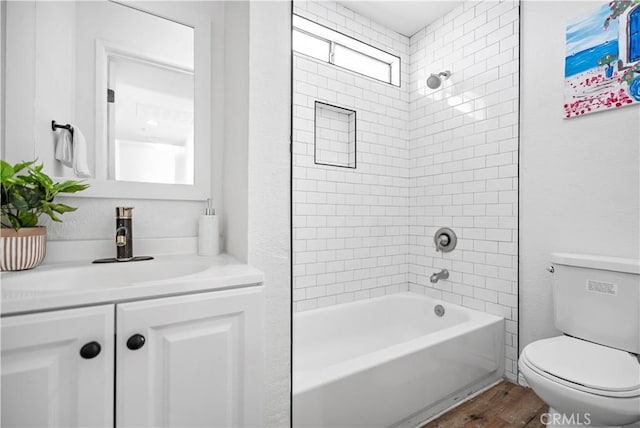131 S Atlantic Blvd Unit A, Alhambra, CA 91801 - full bath featuring vanity, toilet, wood finished floors, and shower / tub combination
