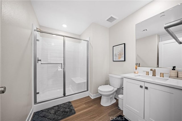 248 Keeper, Irvine, CA 92618 - full bath featuring visible vents, toilet, a stall shower, and wood finished floors