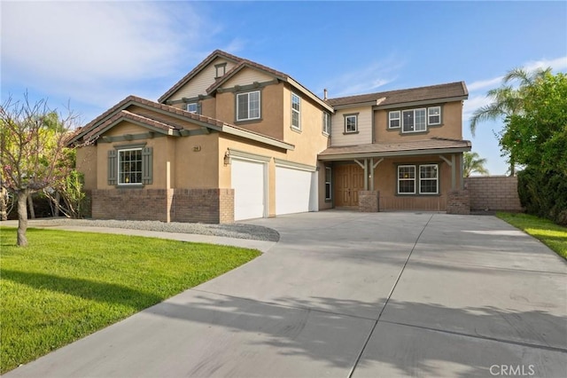 12949 Colonial Dr, Rancho Cucamonga, CA 91739 - view of front facade with a garage, concrete driveway, fence, stucco siding, and a front lawn