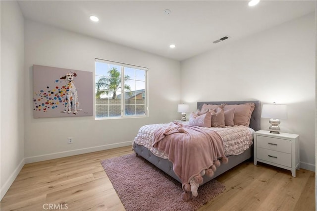 12949 Colonial Dr, Rancho Cucamonga, CA 91739 - bedroom with visible vents, baseboards, light wood-type flooring, and recessed lighting