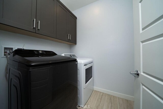430 Transport, Tustin, CA 92782 - washroom featuring washer and clothes dryer, cabinet space, light wood-style floors, and baseboards